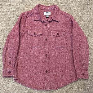Boys Heathered Maroon Button Up Shirt